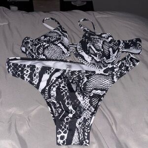 Black and White Snake Print Bikini